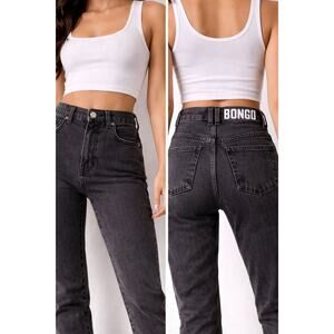 Vintage BONGO Jeans Womens 0 Black Denim Pockets Classic Slim Straight Zip Fly